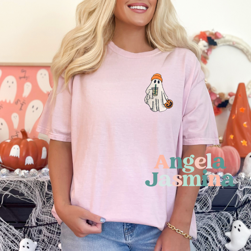 Coffee Ghost Embroidered Tee