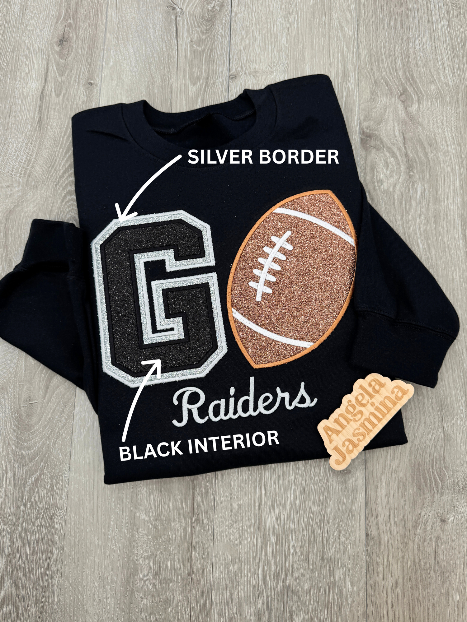 Custom Go Football Glitter Embroidered Sweatshirt