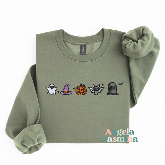 Halloween Doodles Embroidered Sweatshirt