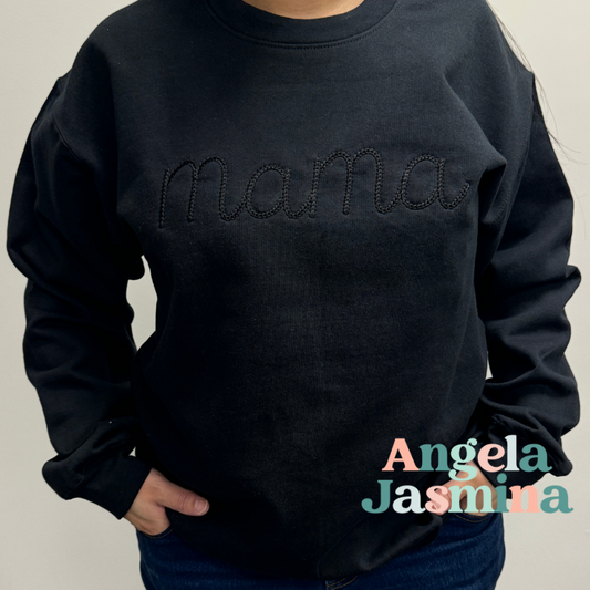 Black Monochromatic Mama Embroidered Sweatshirt