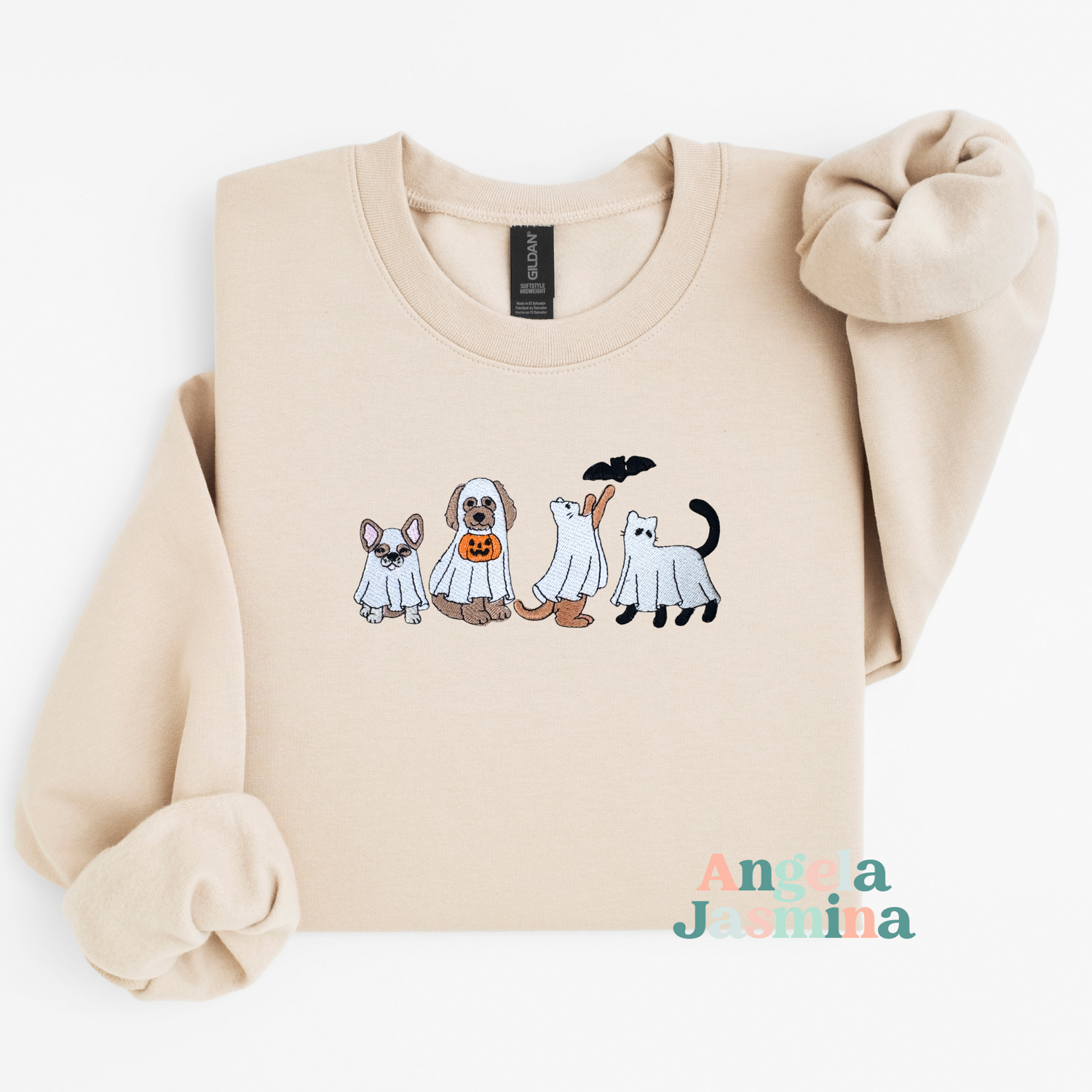 Halloween Animals Embroidered Sweatshirt