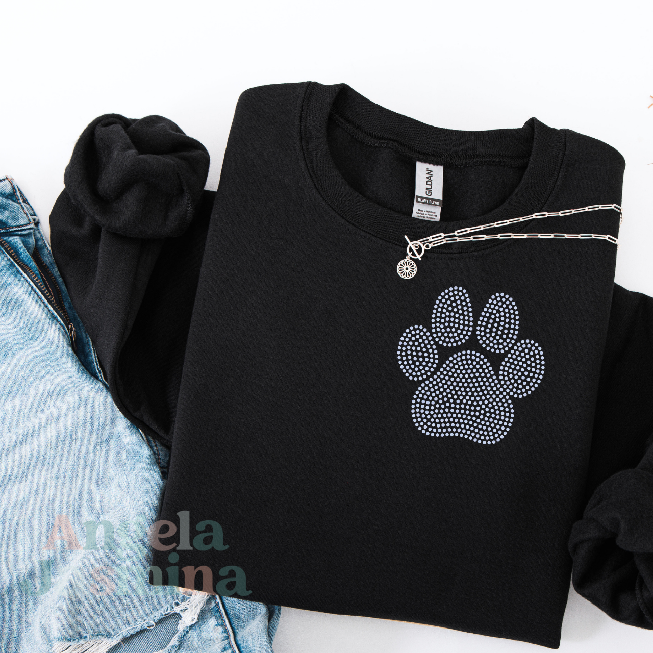 Paw Print 5 INCH SINGLE Custom Color SPANGLE Transfer