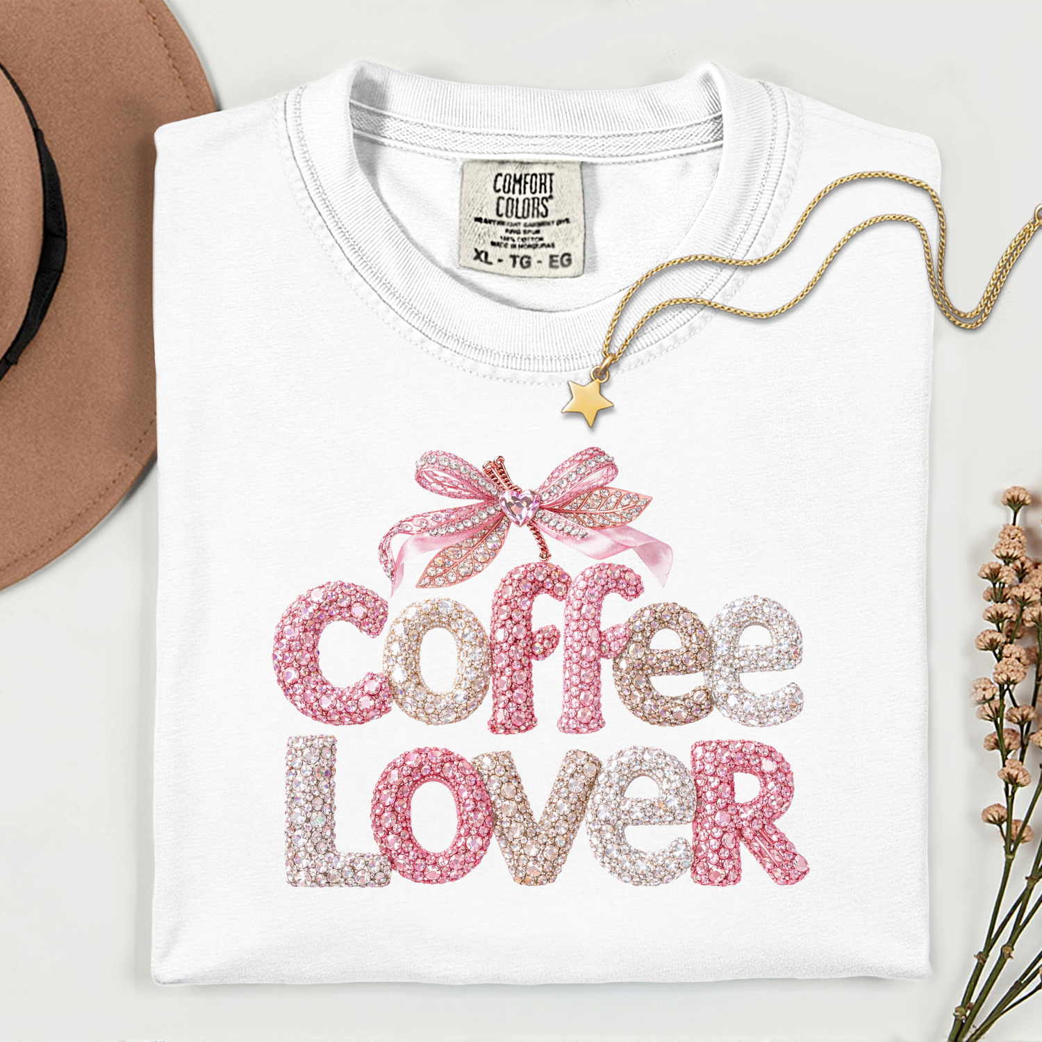 ADULT Coffee Lover FAUX Rhinestones DTF TRANSFER