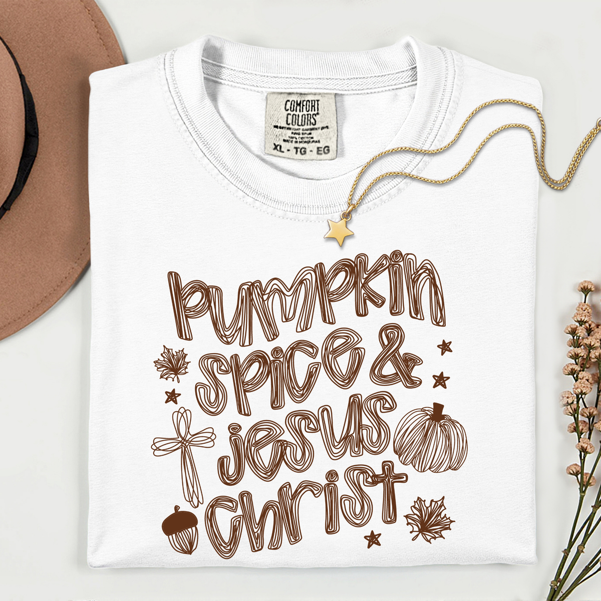 Pumpkin Spice & Jesus Christ Brown 11 inch DTF TRANSFER