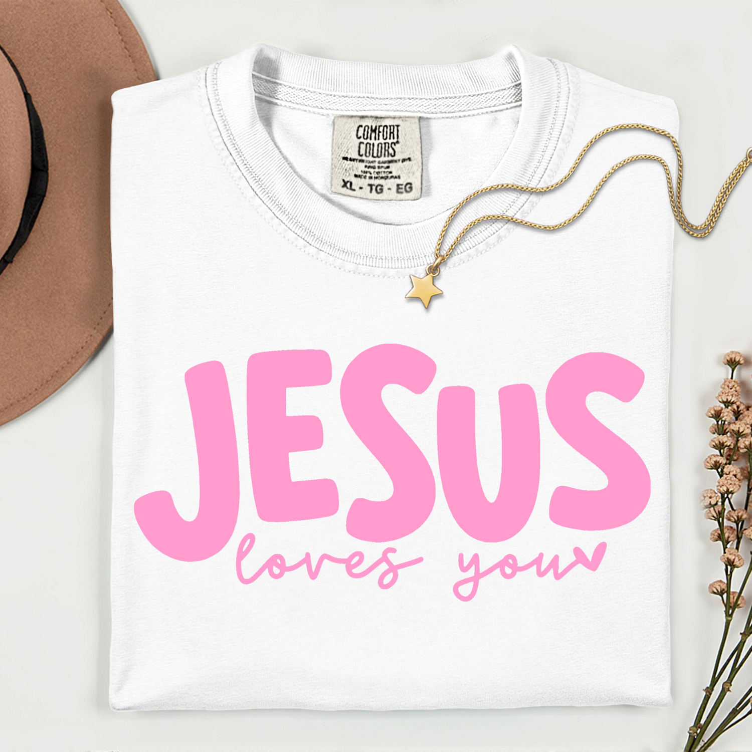 Jesus Loves You Pink 11 inch DTF TRANSFER