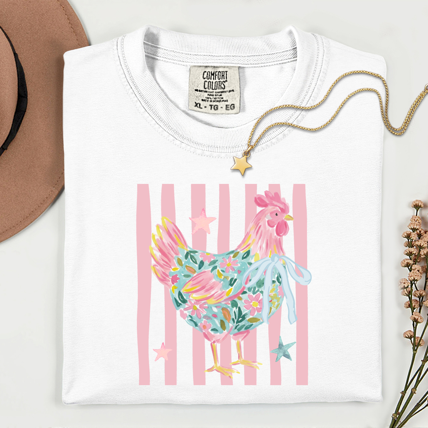 Floral Chicken 11 inch DTF TRANSFER