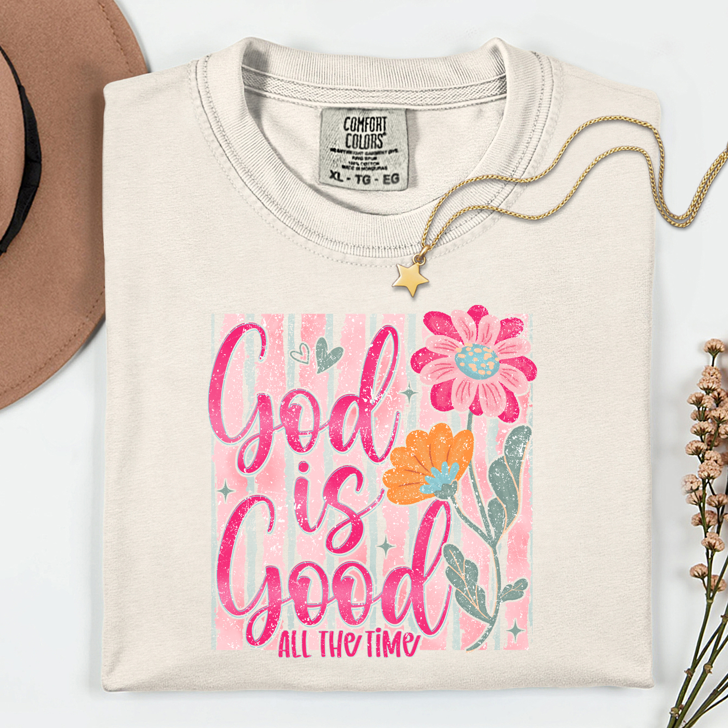 ADULT God is Good all the Time Flowers DTF TRANSFER
