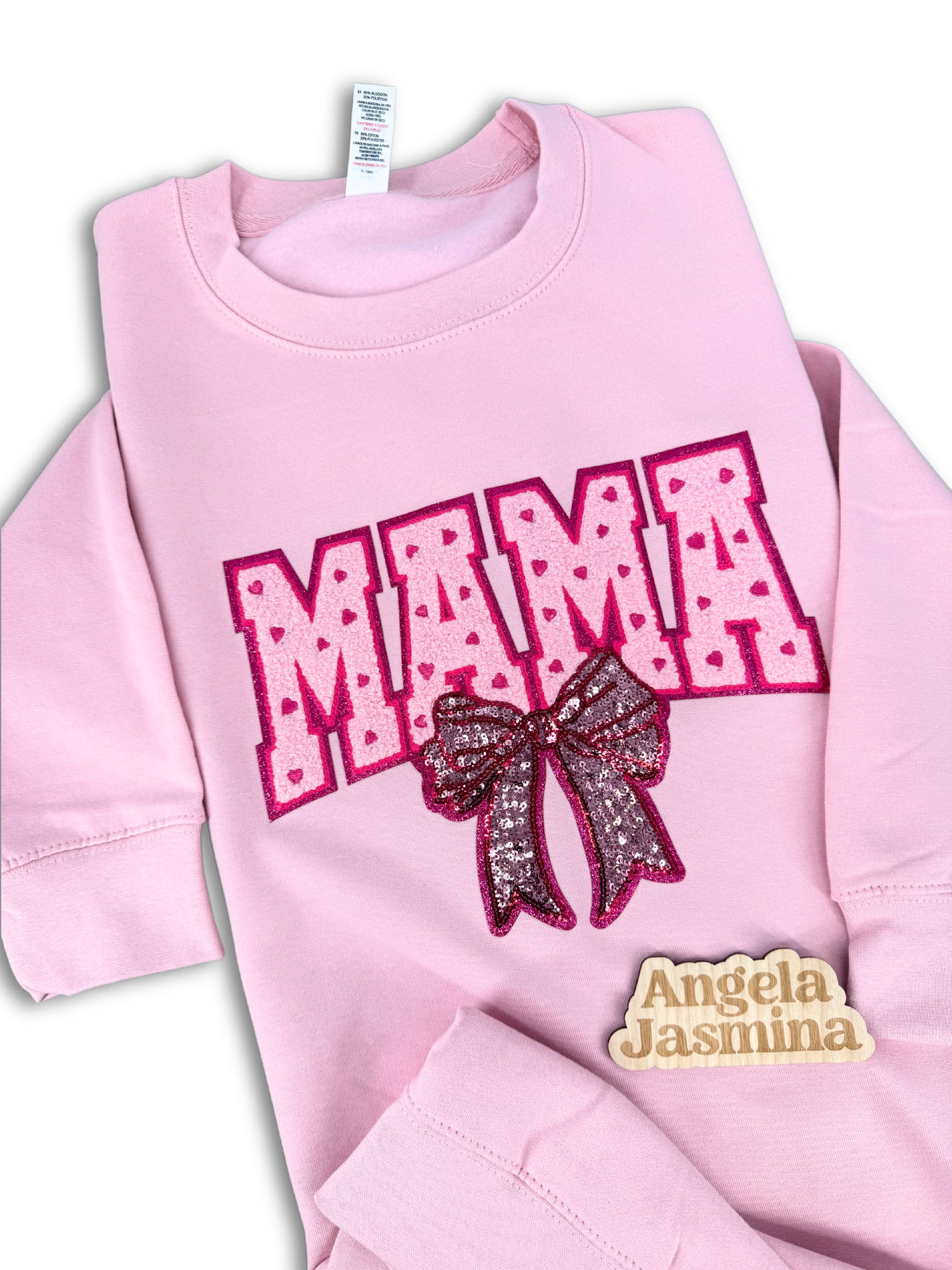 Pink Hearts Mama Bow Sweatshirt