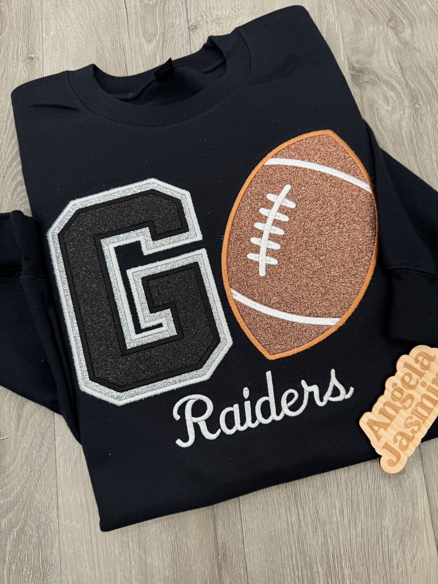 Go Football Raiders Glitter Embroidered Sweatshirt