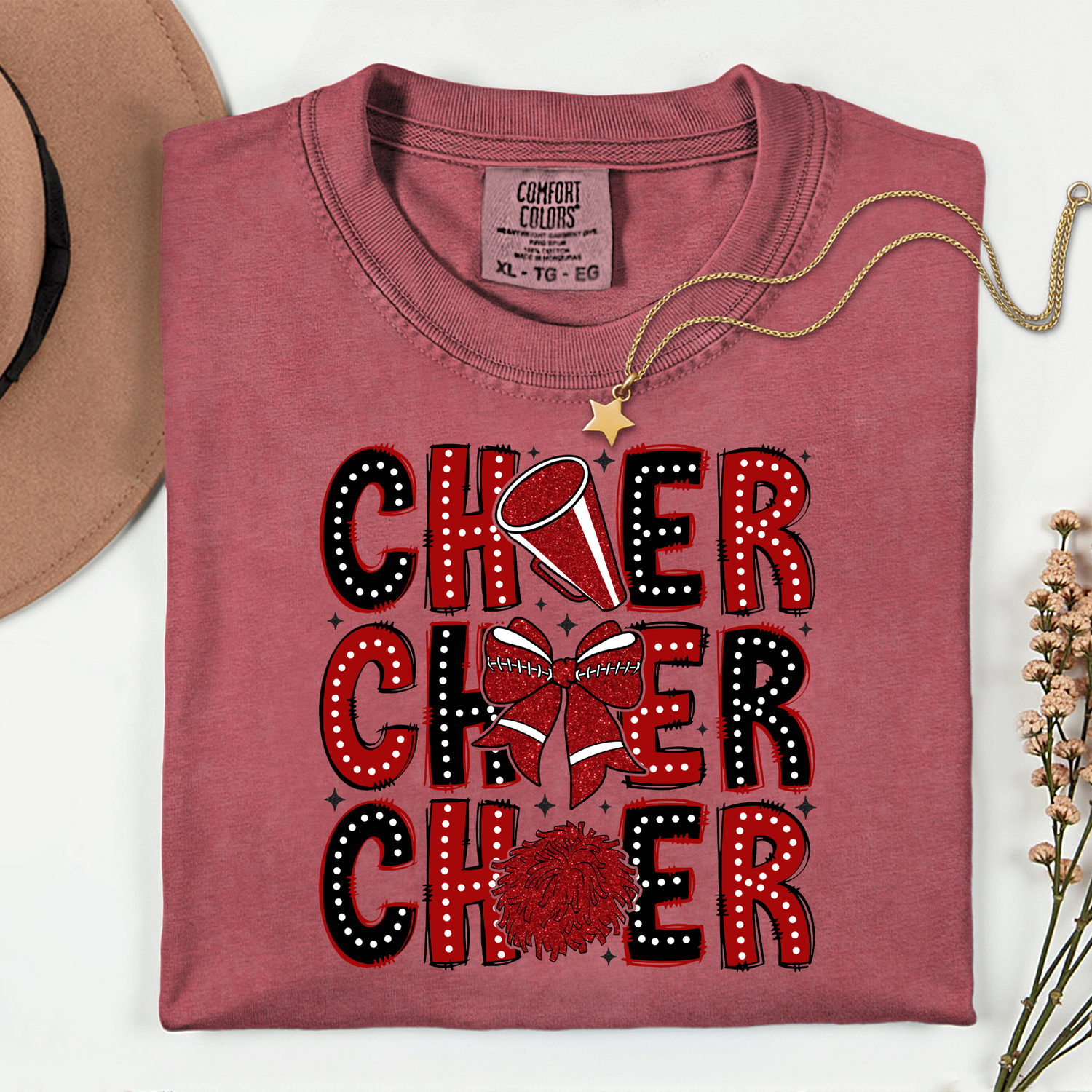 ADULT Cheer Red and Black DTF TRANSFER