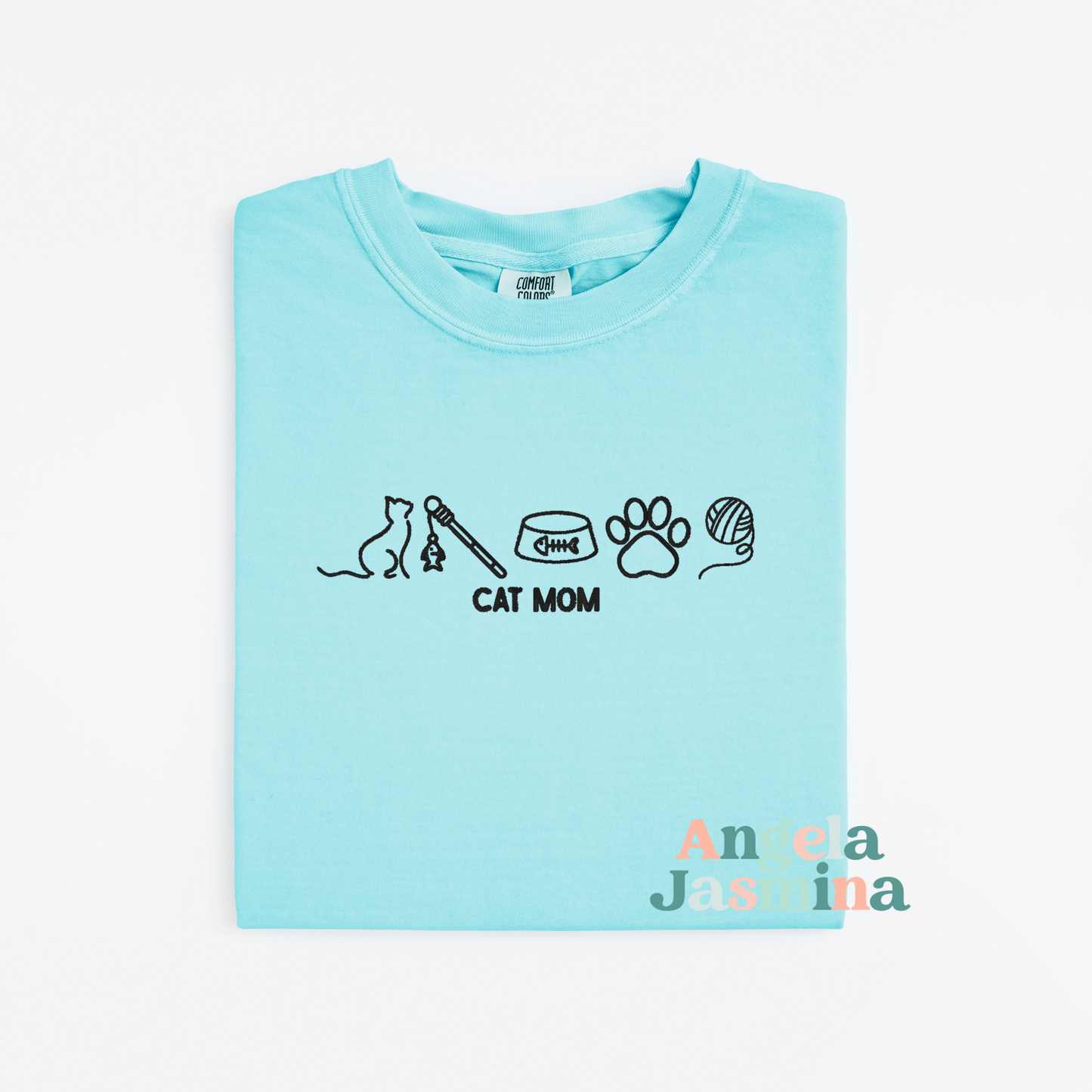 Cat Mom Embroidered Comfort Colors Shirt