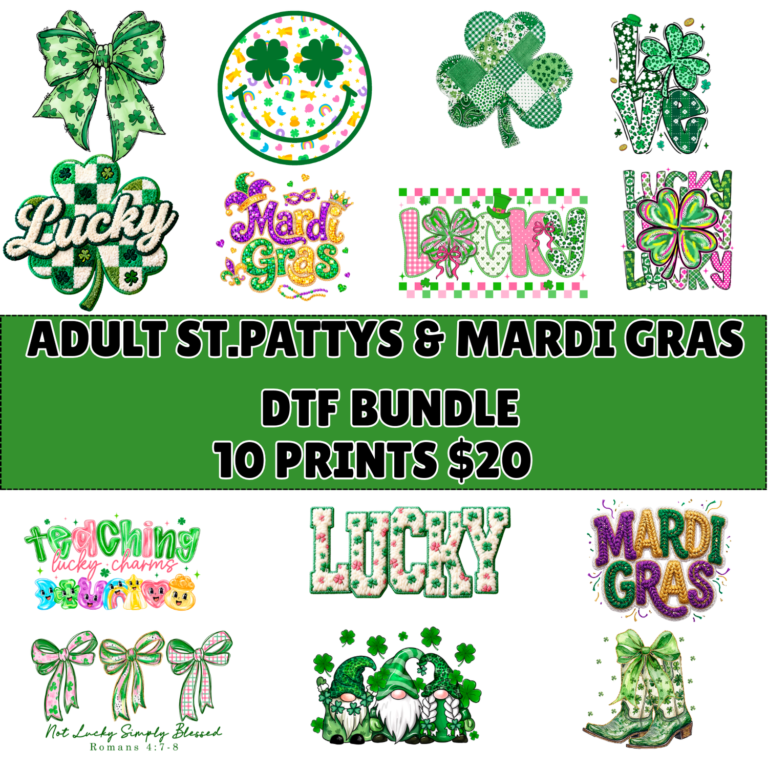 ADULT St. Patrick's & Mardi Gras DTF bundle