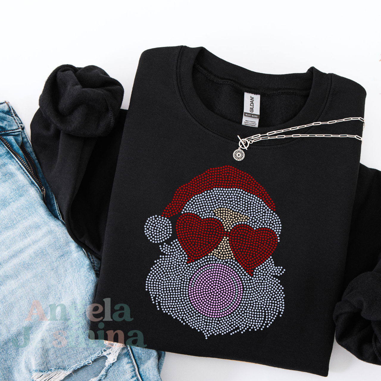 Bubble Gum Santa SPANGLE BLING Transfer
