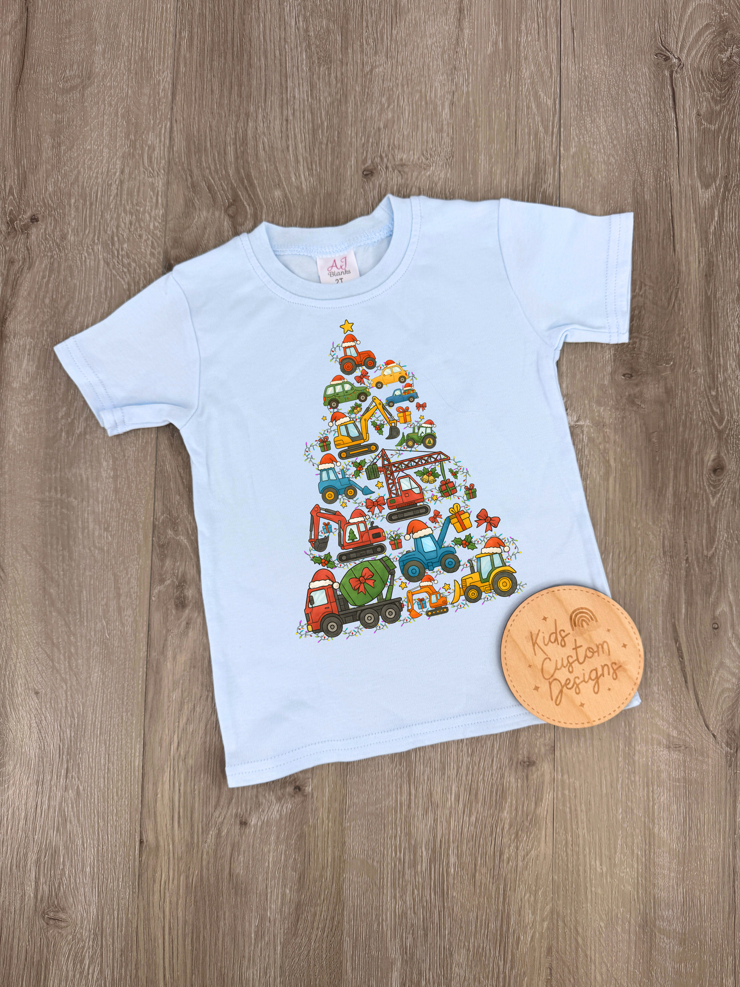 KIDS Construction Trucks Christmas Tree DTF TRANSFER