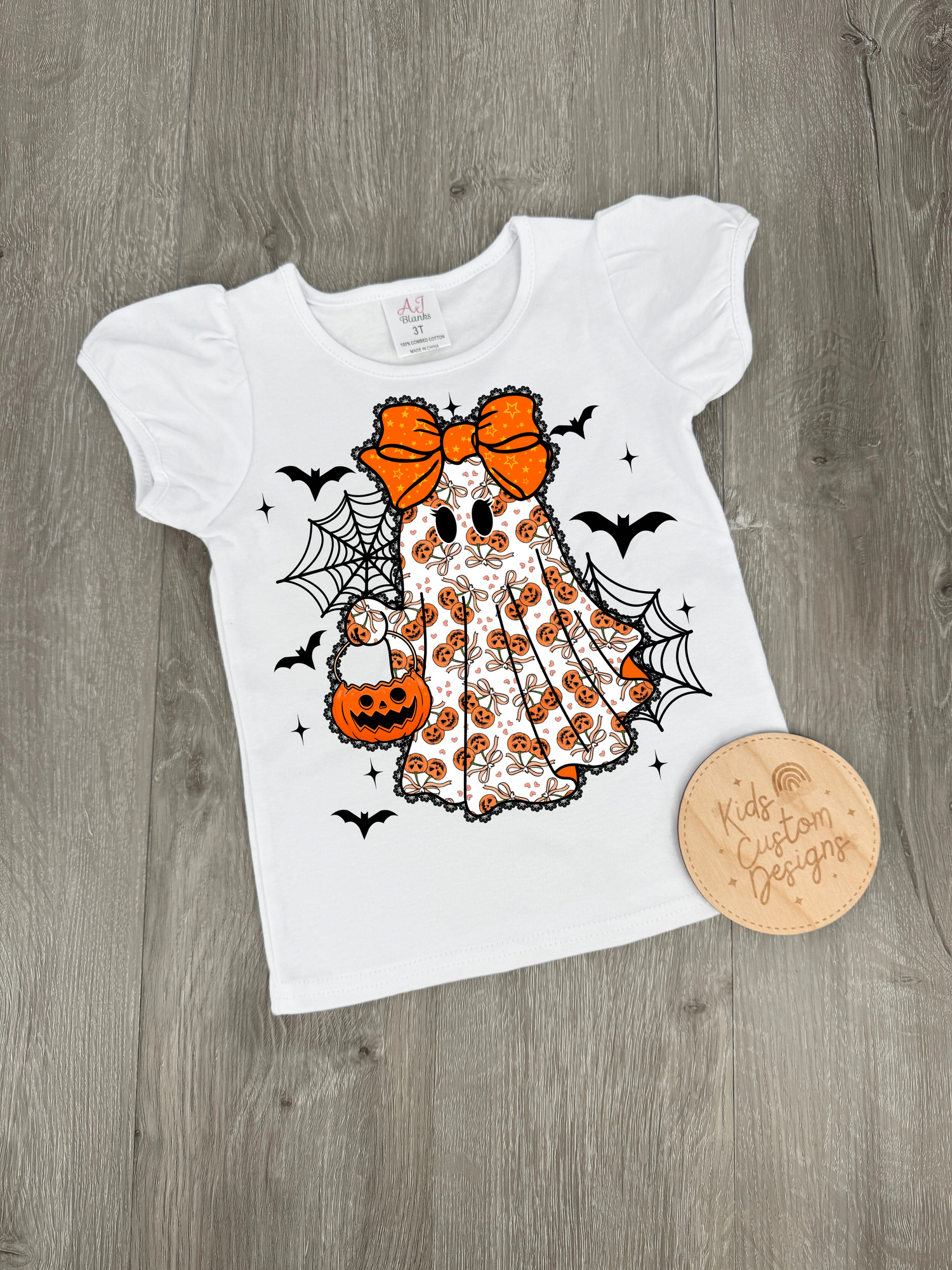 Girl Ghost with Bow KIDS 8.5in DTF Transfer