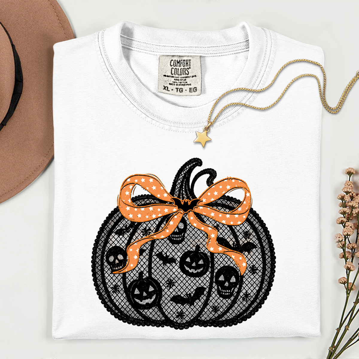 Pumpkin with Bats Hands 11 inch DTF TRANSFER