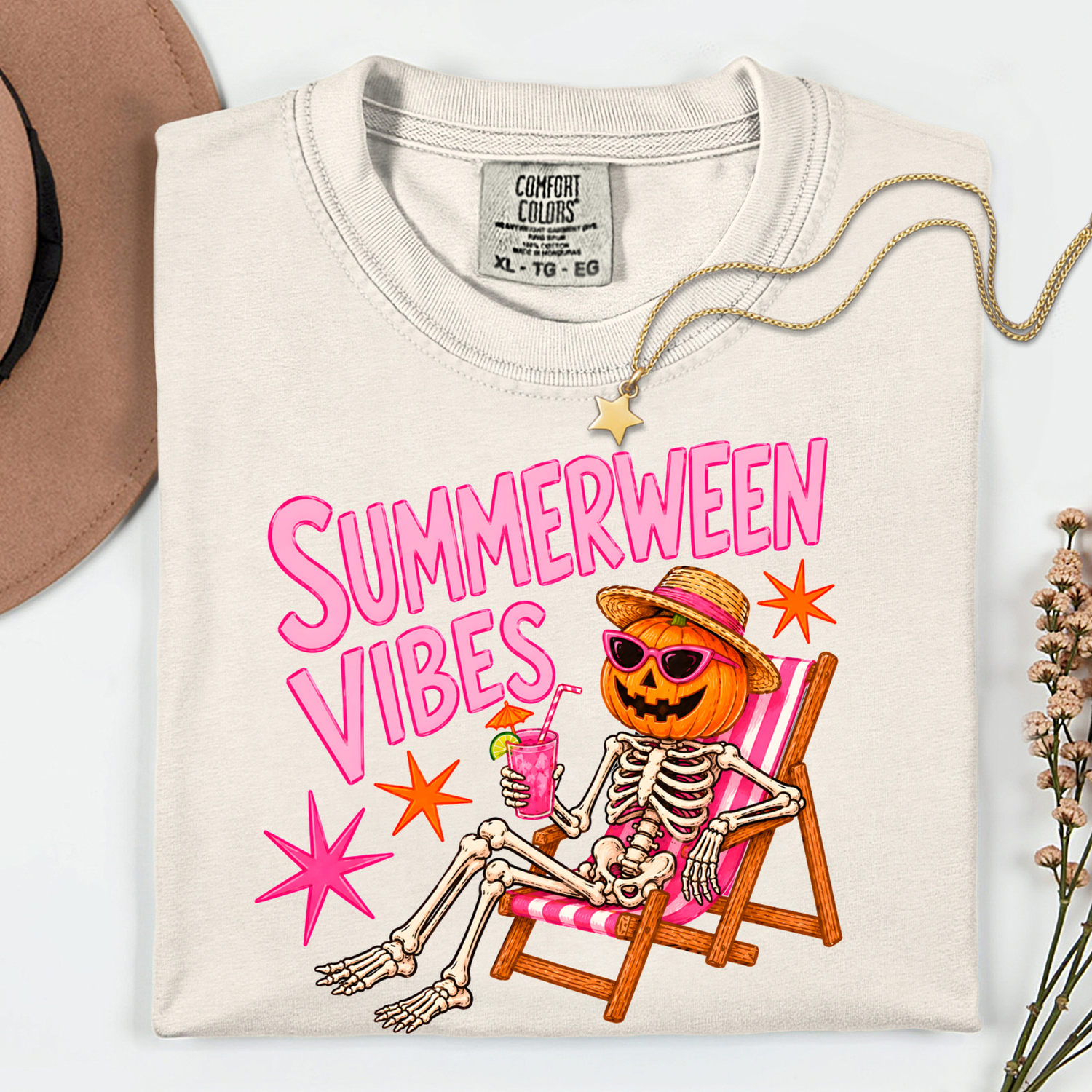 ADULT Summerween Vibes Skeleton 11 inch DTF TRANSFER