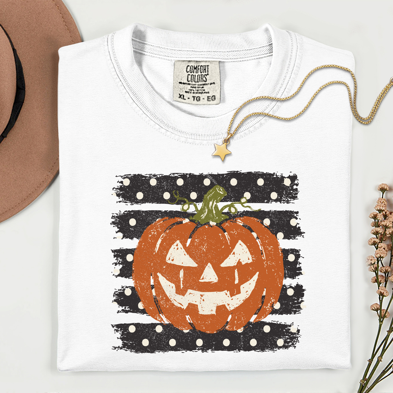 Pumpkin Polka Dots 11 inch DTF TRANSFER
