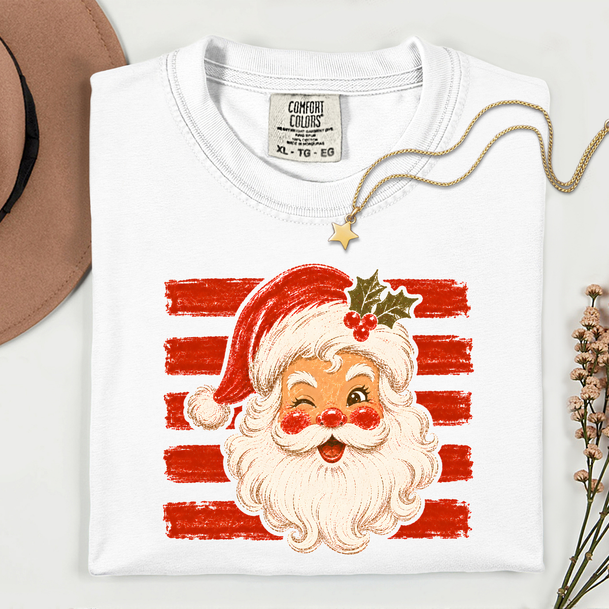 Cheery Santa Stripes 11 inch DTF TRANSFER