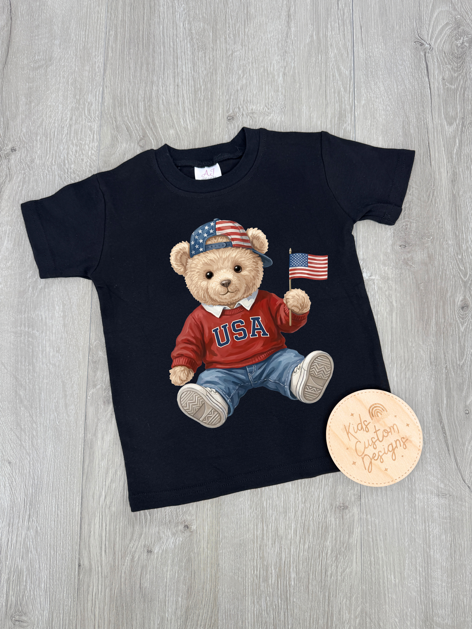KIDS Patriotic Bear with Hat DTF Transfer