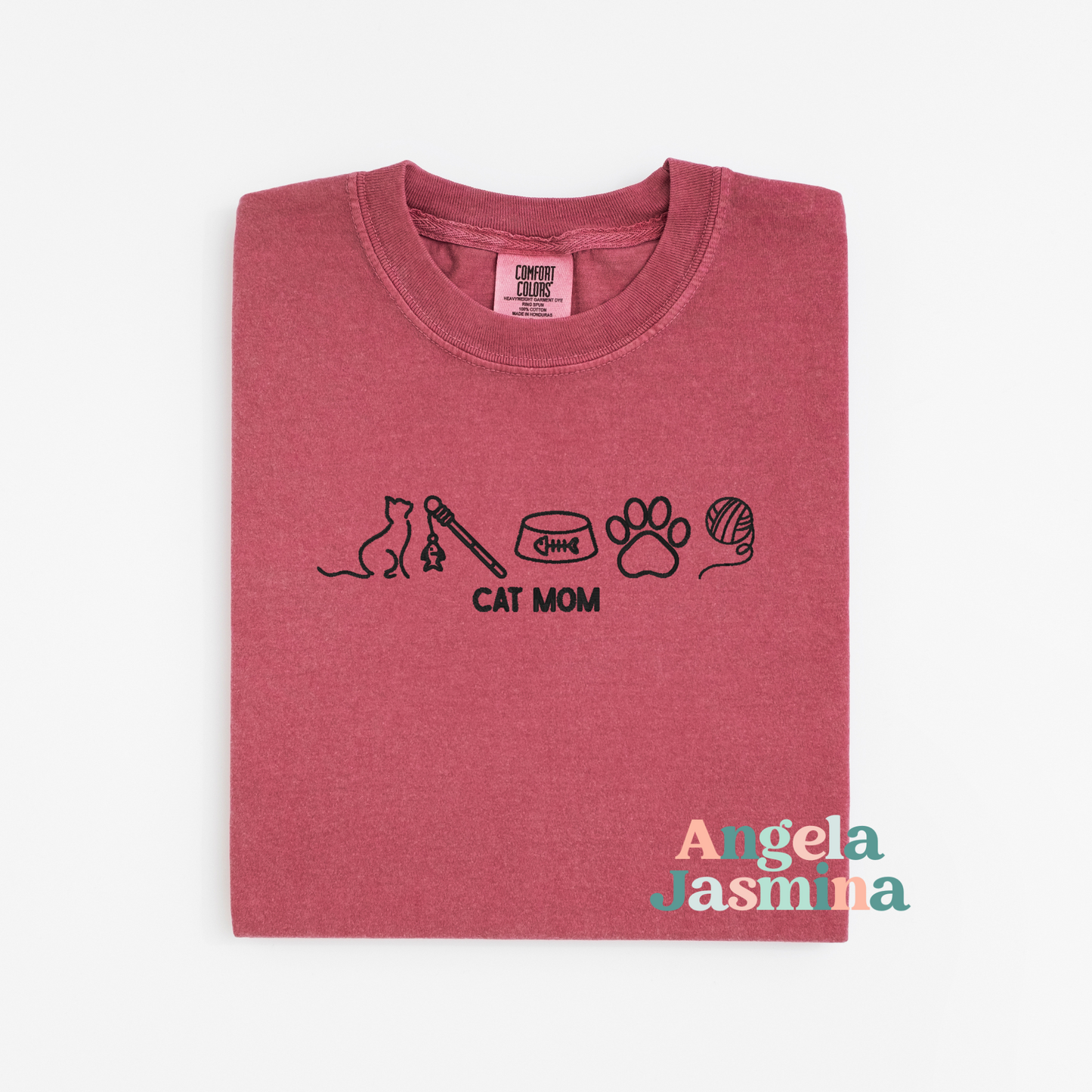 Cat Mom Embroidered Comfort Colors Shirt