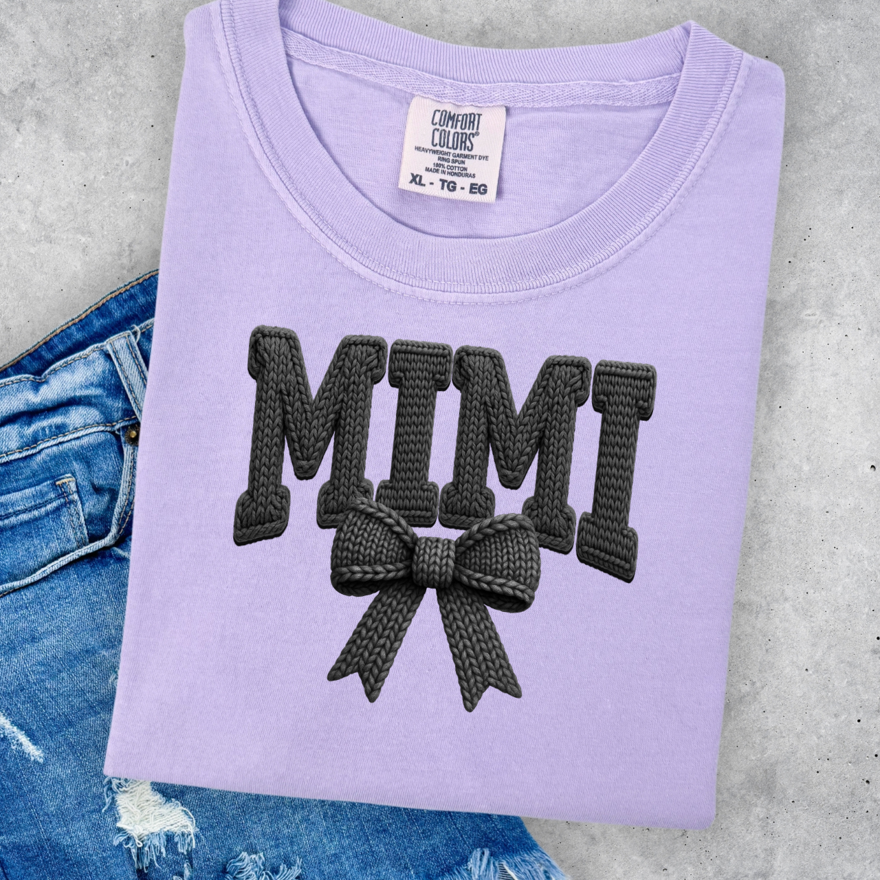 MIMI Faux Yarn Bow Comfort Colors Shirt