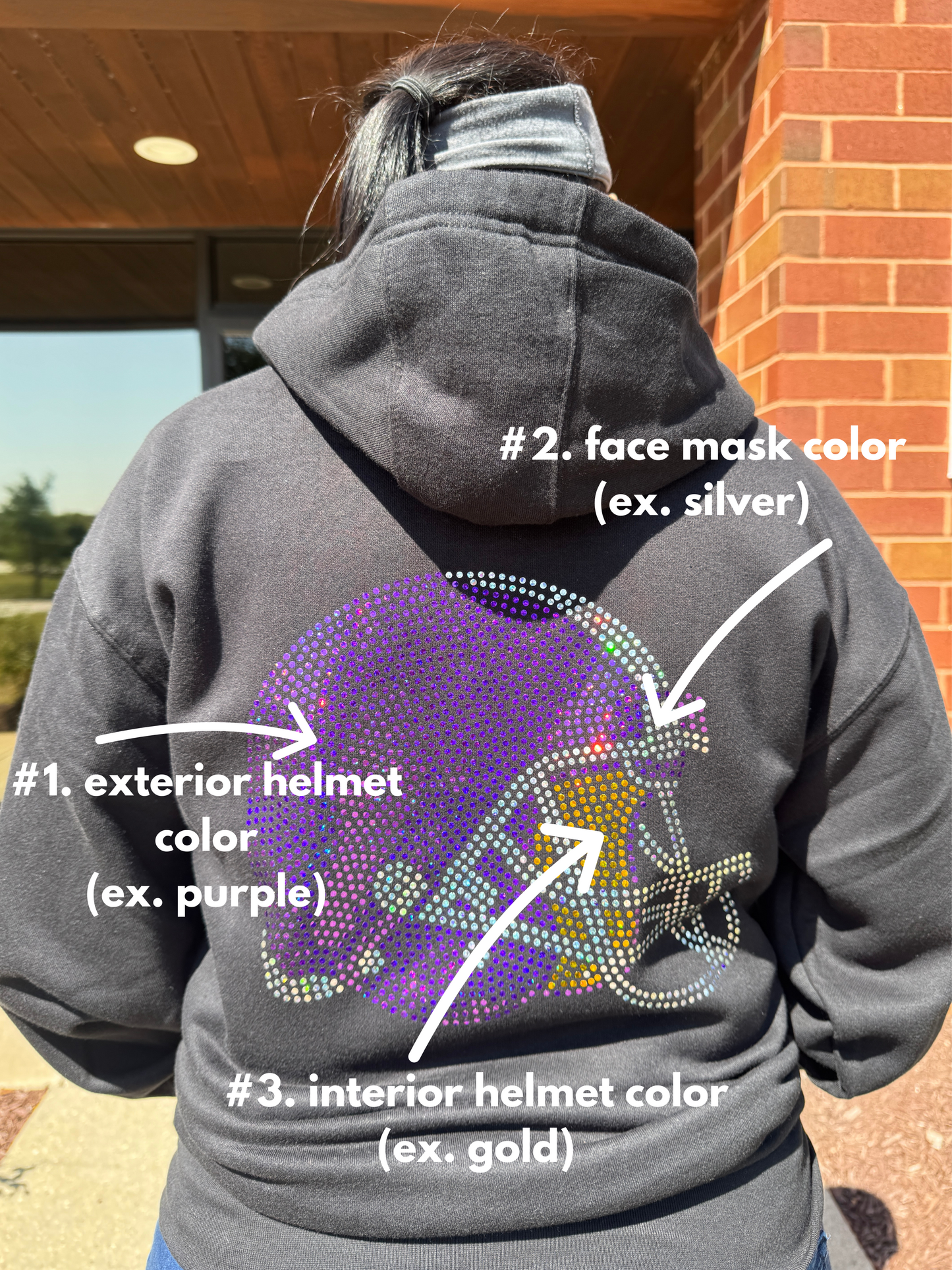 Custom Football Helmet Bling Full Zip Hoodie