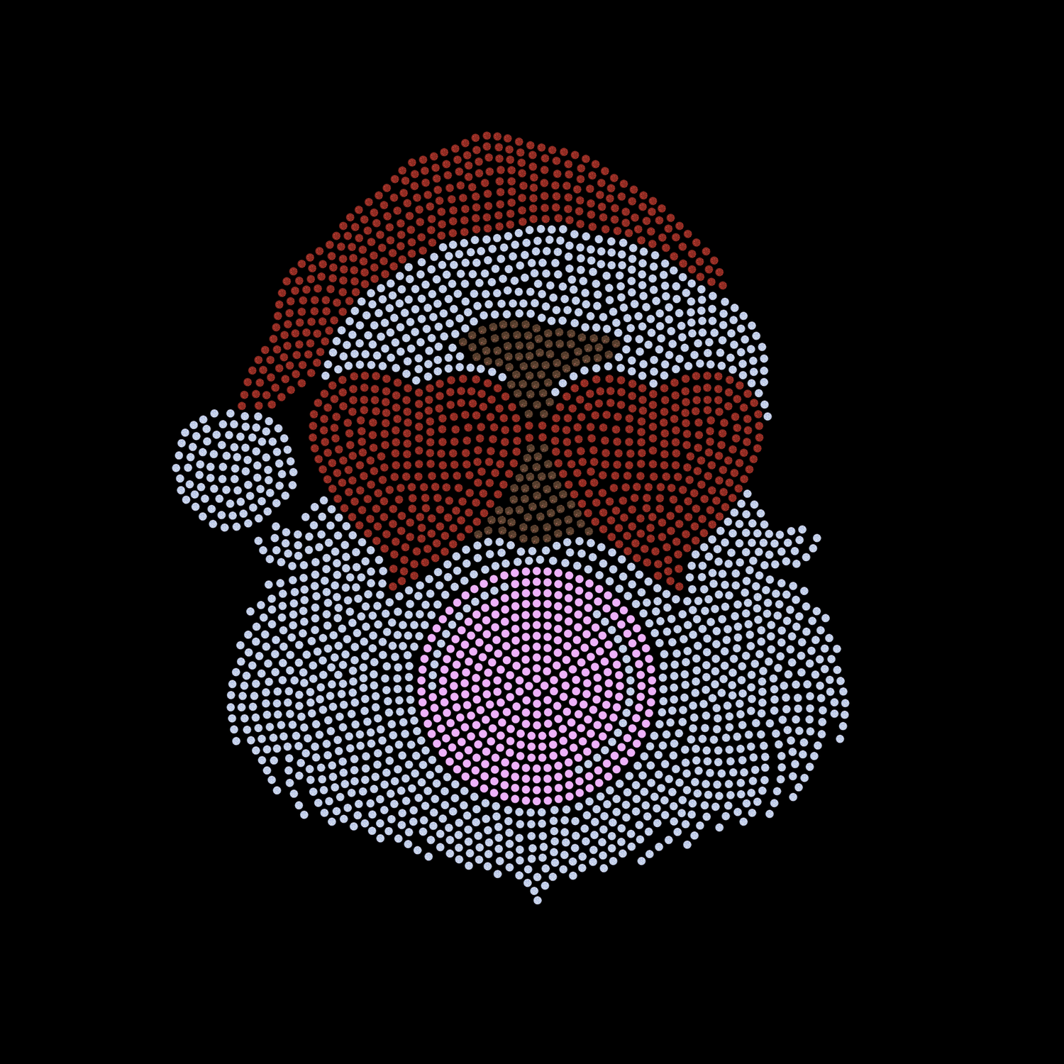 Dark Brown Bubble Gum Santa SPANGLE BLING Transfer