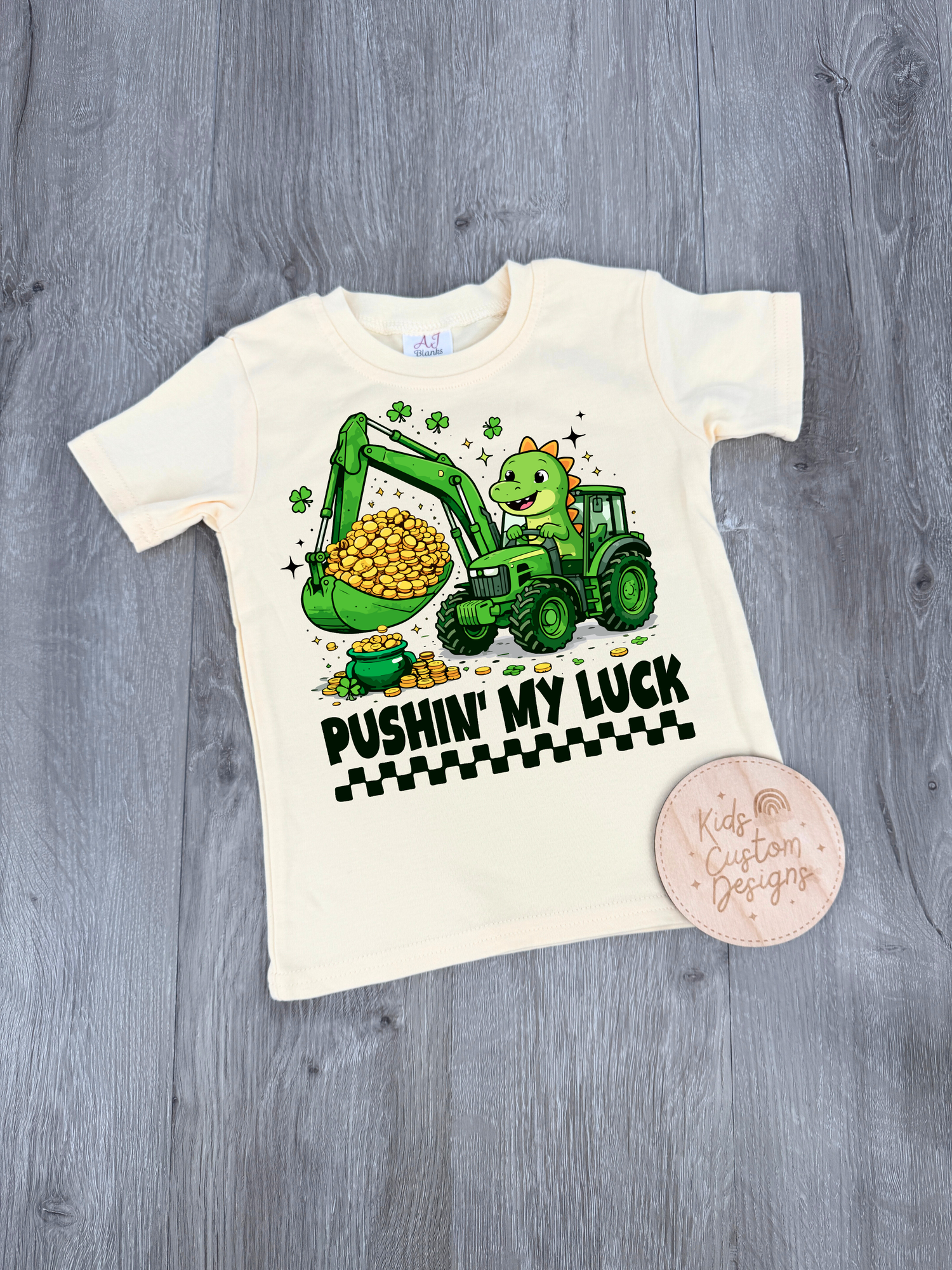 KIDS Pushing My Luck Dinosaur  DTF TRANSFER