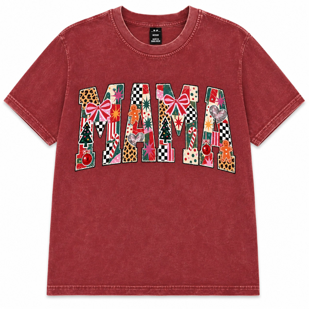 Mama Christmas Acid Wash Shirt