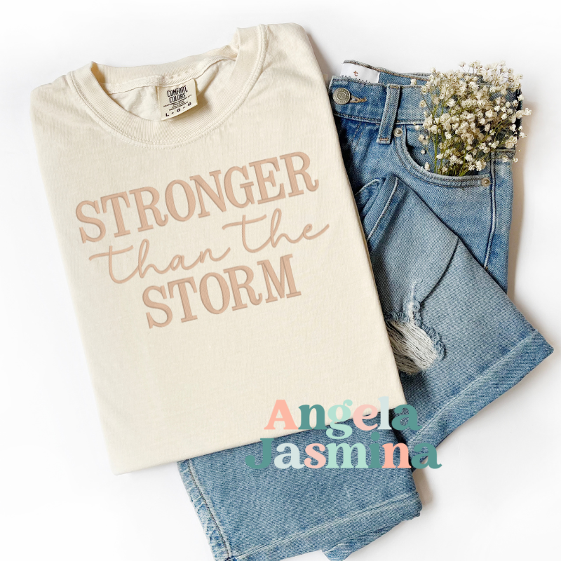Stronger Than The Storm Embroidered Short Sleeve Tee