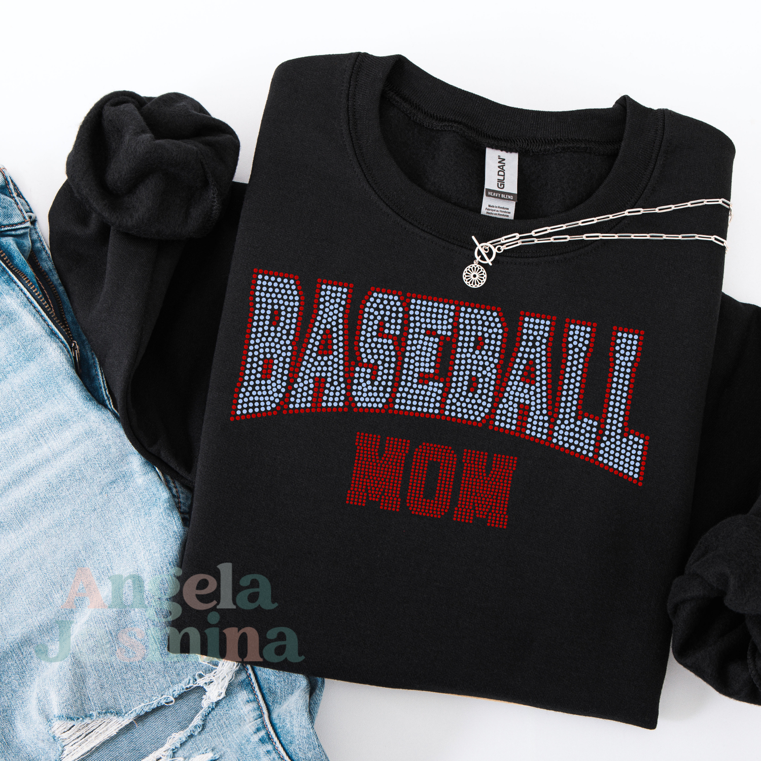 Baseball Mom Curved Spangle Transfer