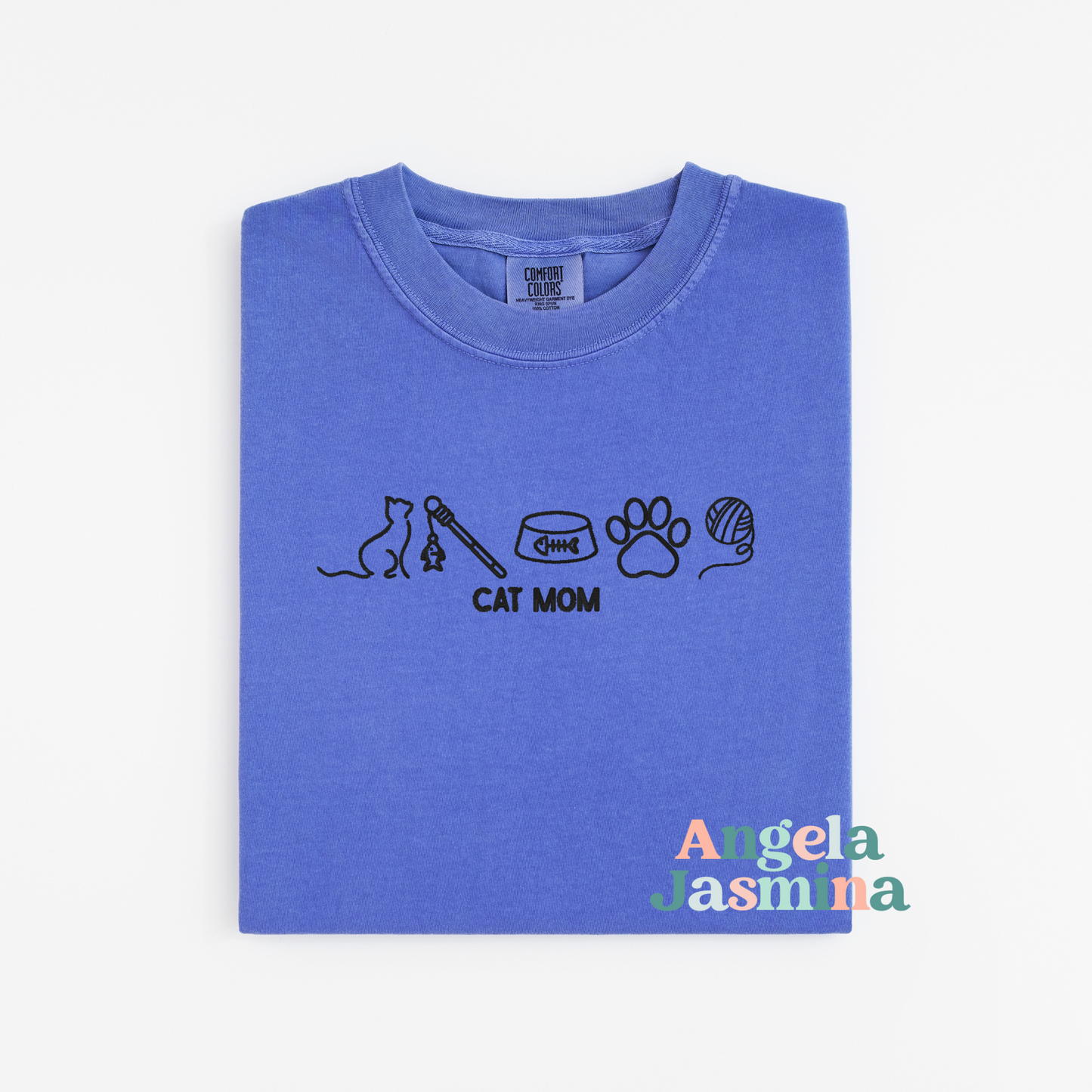 Cat Mom Embroidered Comfort Colors Shirt