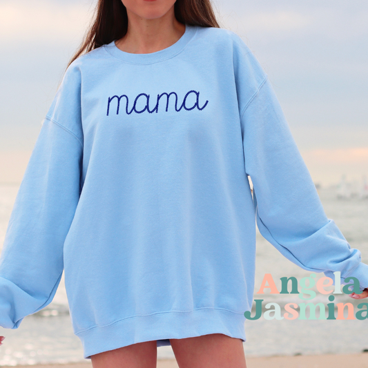 Blue Mama Embroidered Sweatshirt