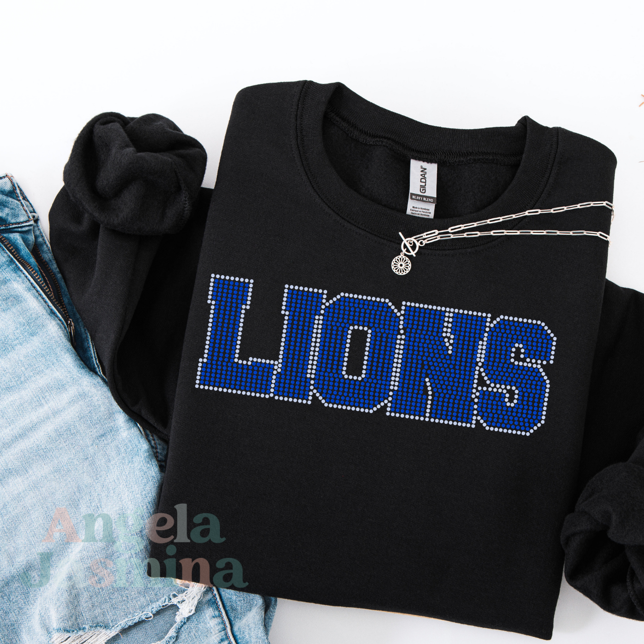 Lions Straight Outline SPANGLE Transfer