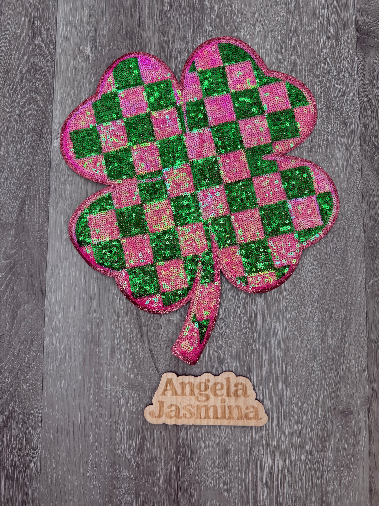 Checkered Shamrock Sequins Patch