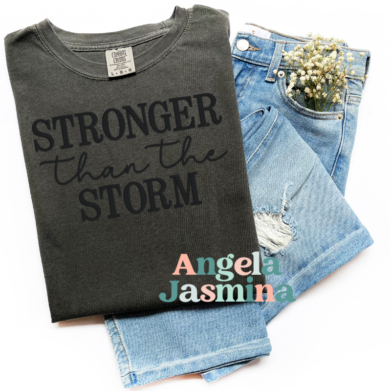 Stronger Than The Storm Embroidered Short Sleeve Tee