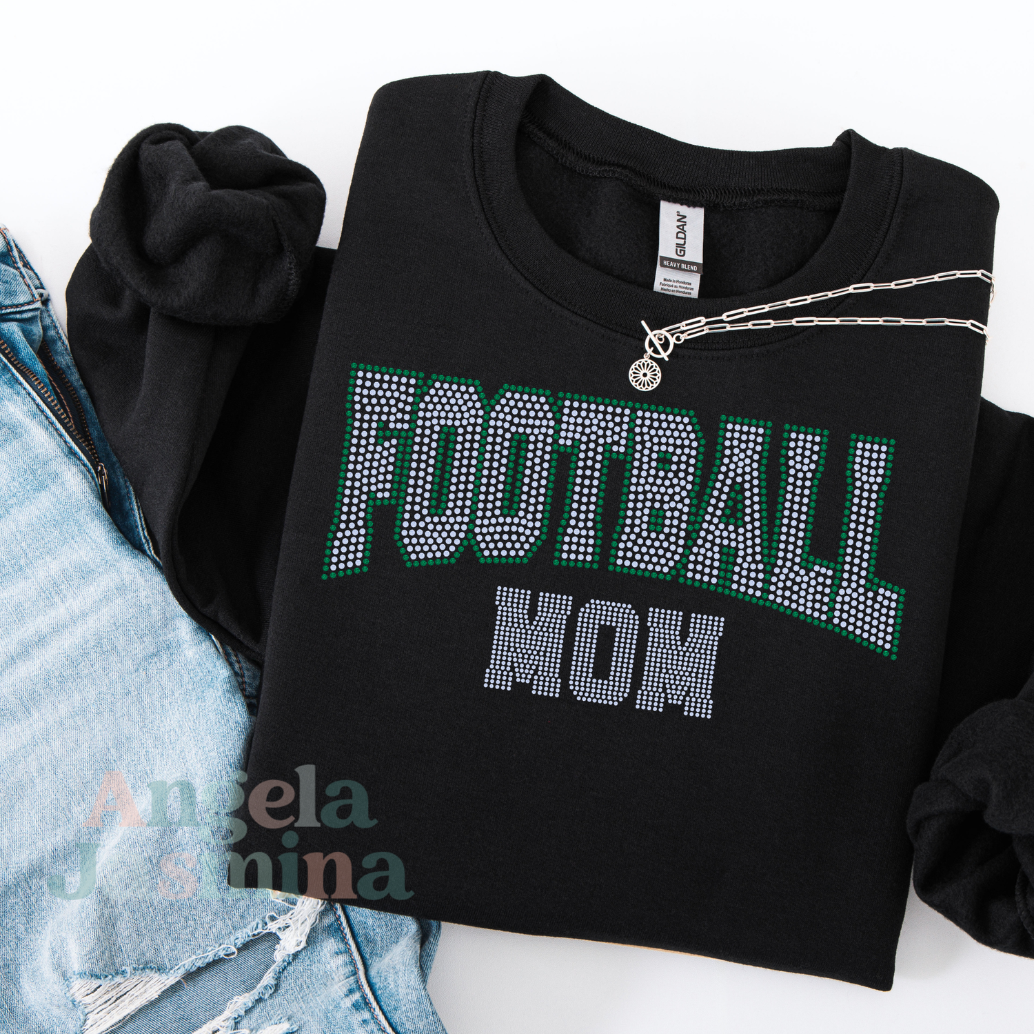 Football Mom Curved Spangle Transfer