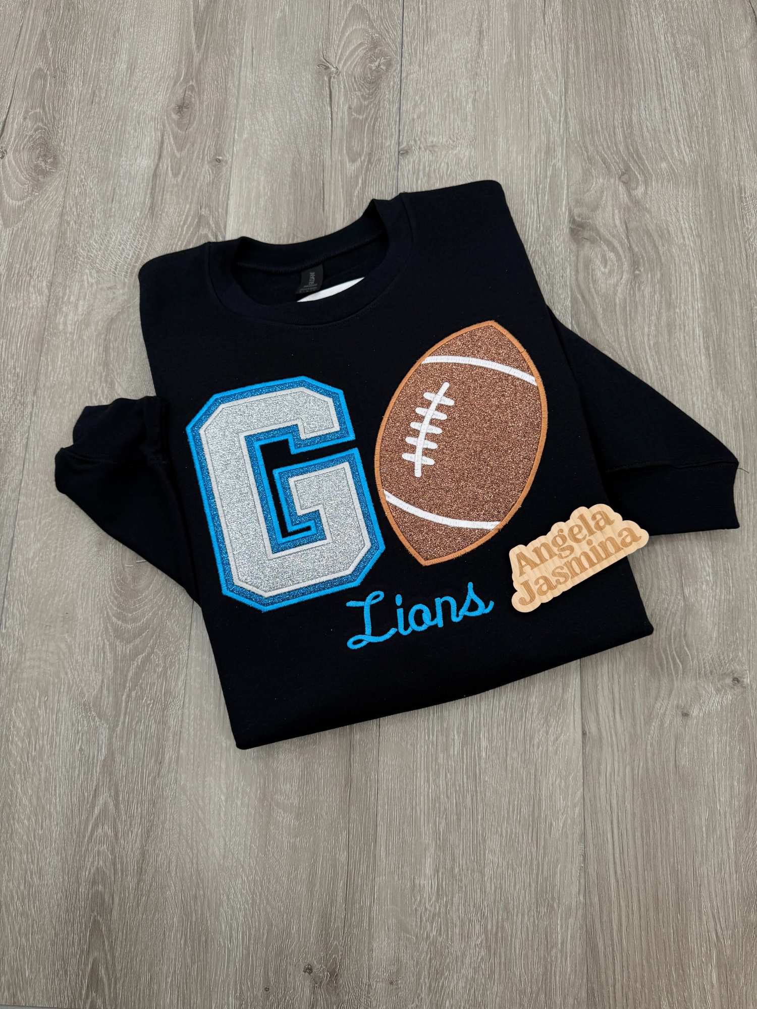 Go Football Lions Glitter Embroidered Sweatshirt