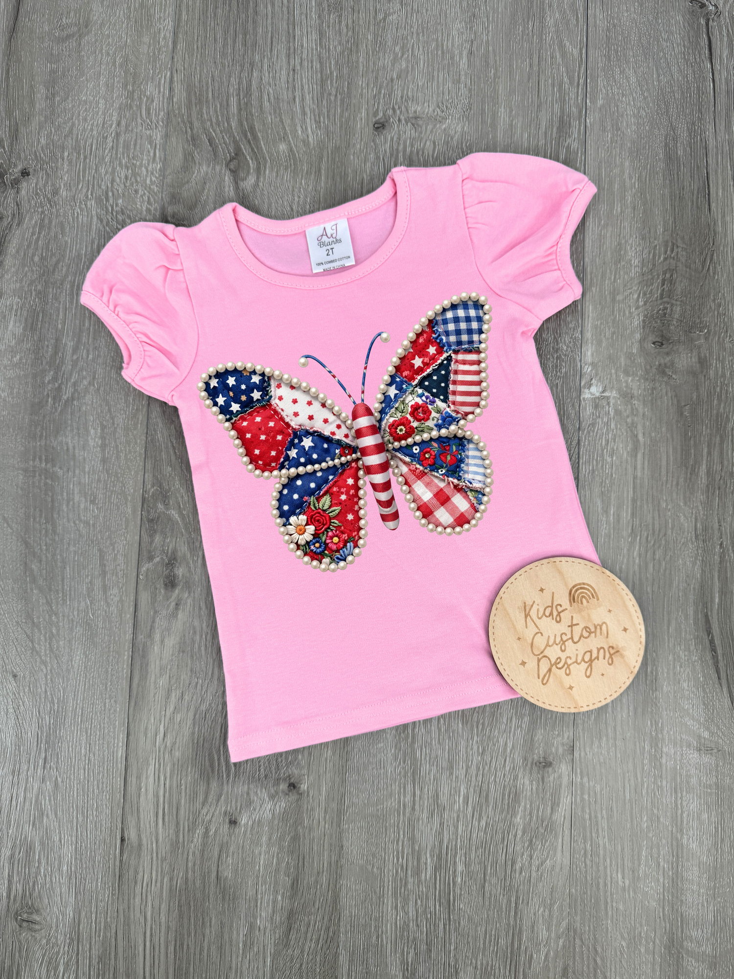 KIDS USA Butterfly Faux Pearls DTF Transfer