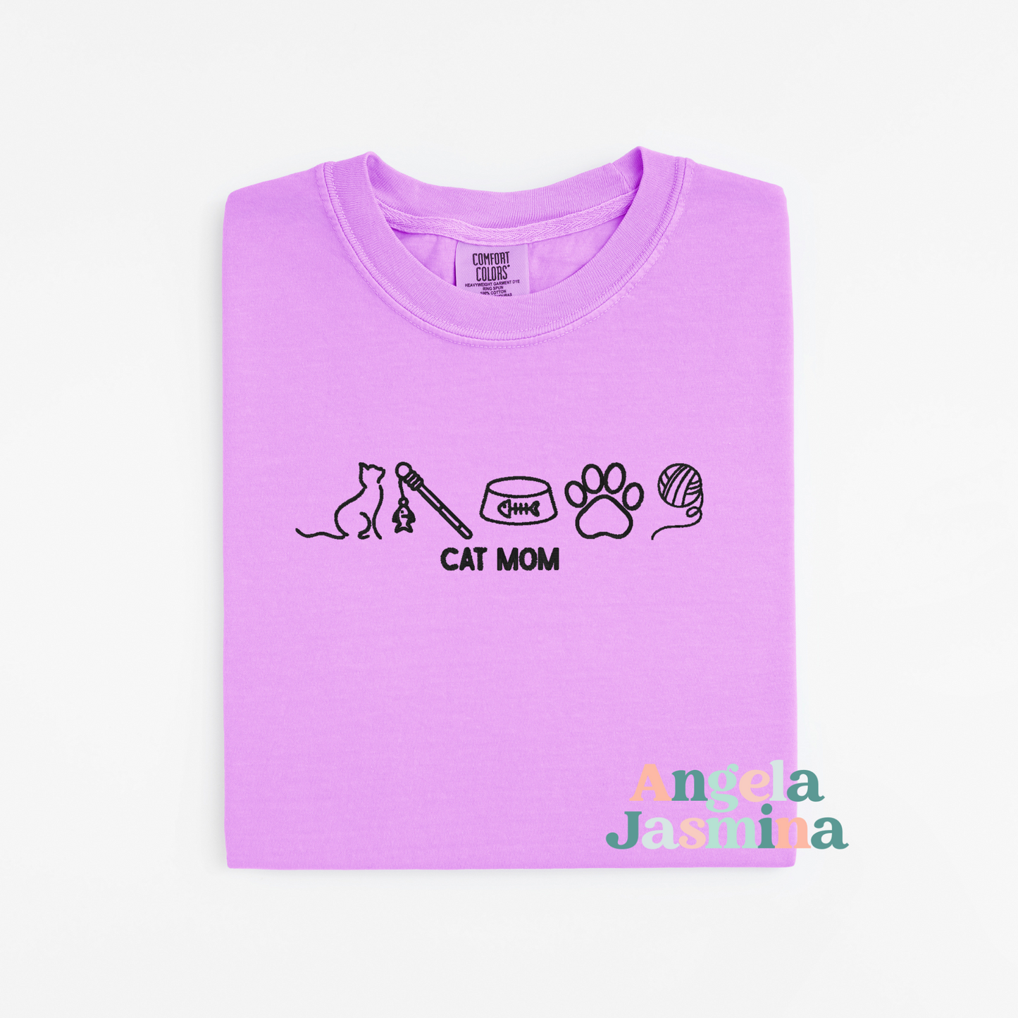 Cat Mom Embroidered Comfort Colors Shirt