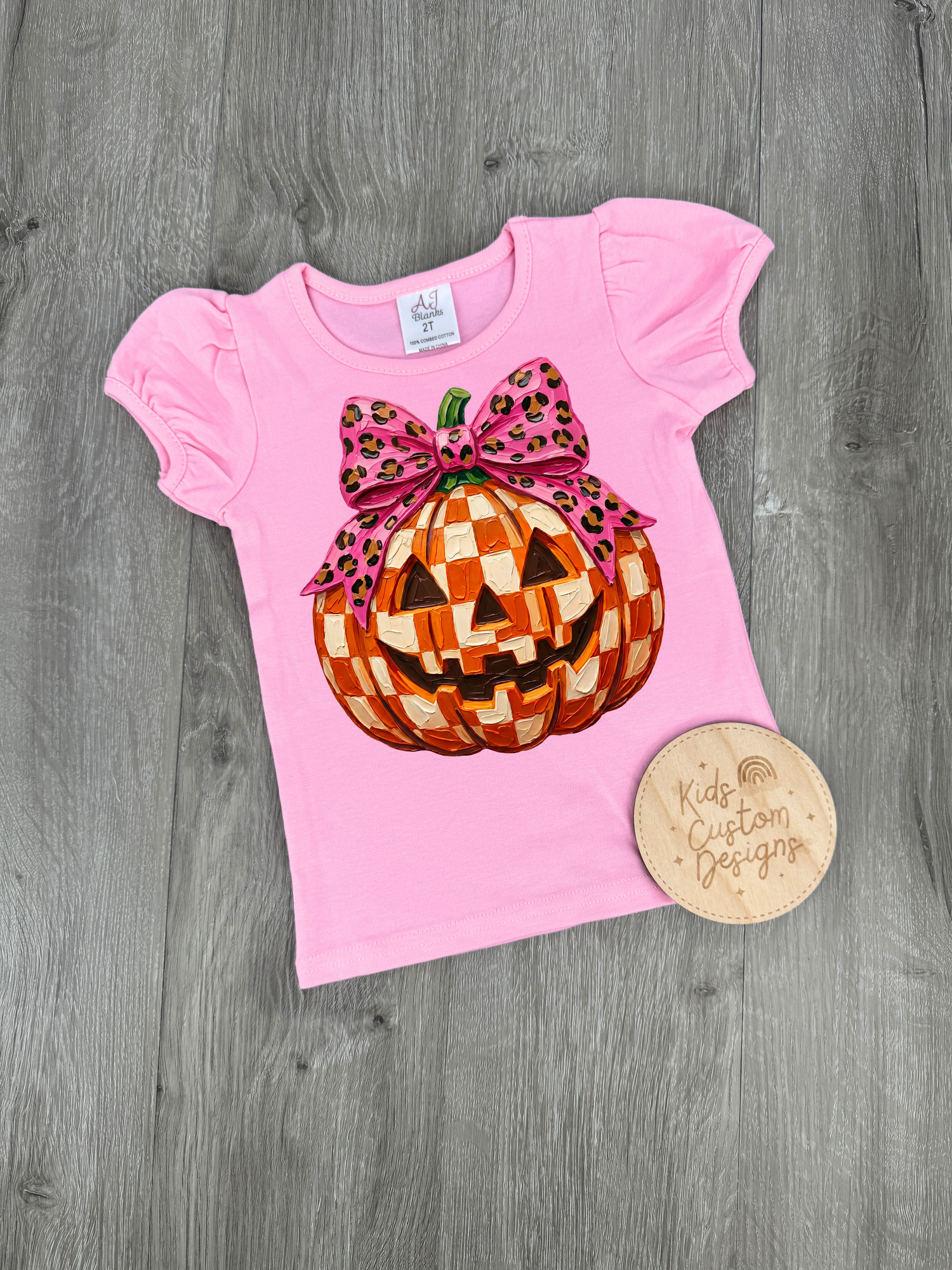 Pumpkin with Cheetah Bow KIDS 8.5in DTF Transfer