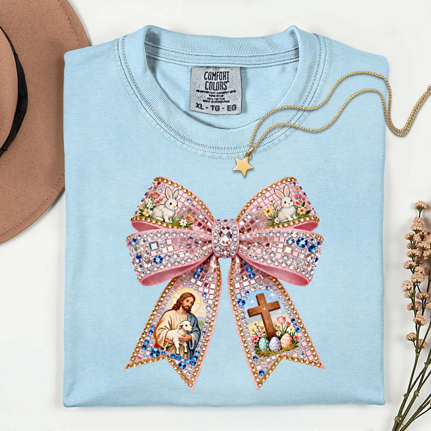 ADULT Easter Bow FAUX Rhinestones DTF TRANSFER