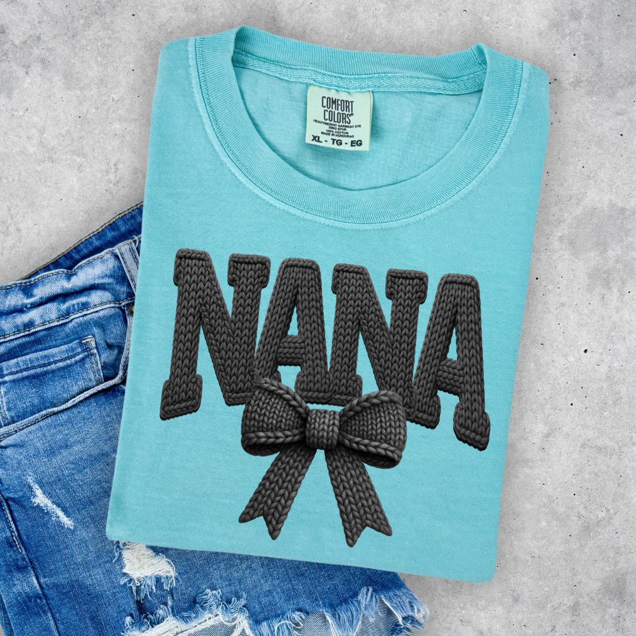 NANA Faux Yarn Bow Comfort Colors Shirt