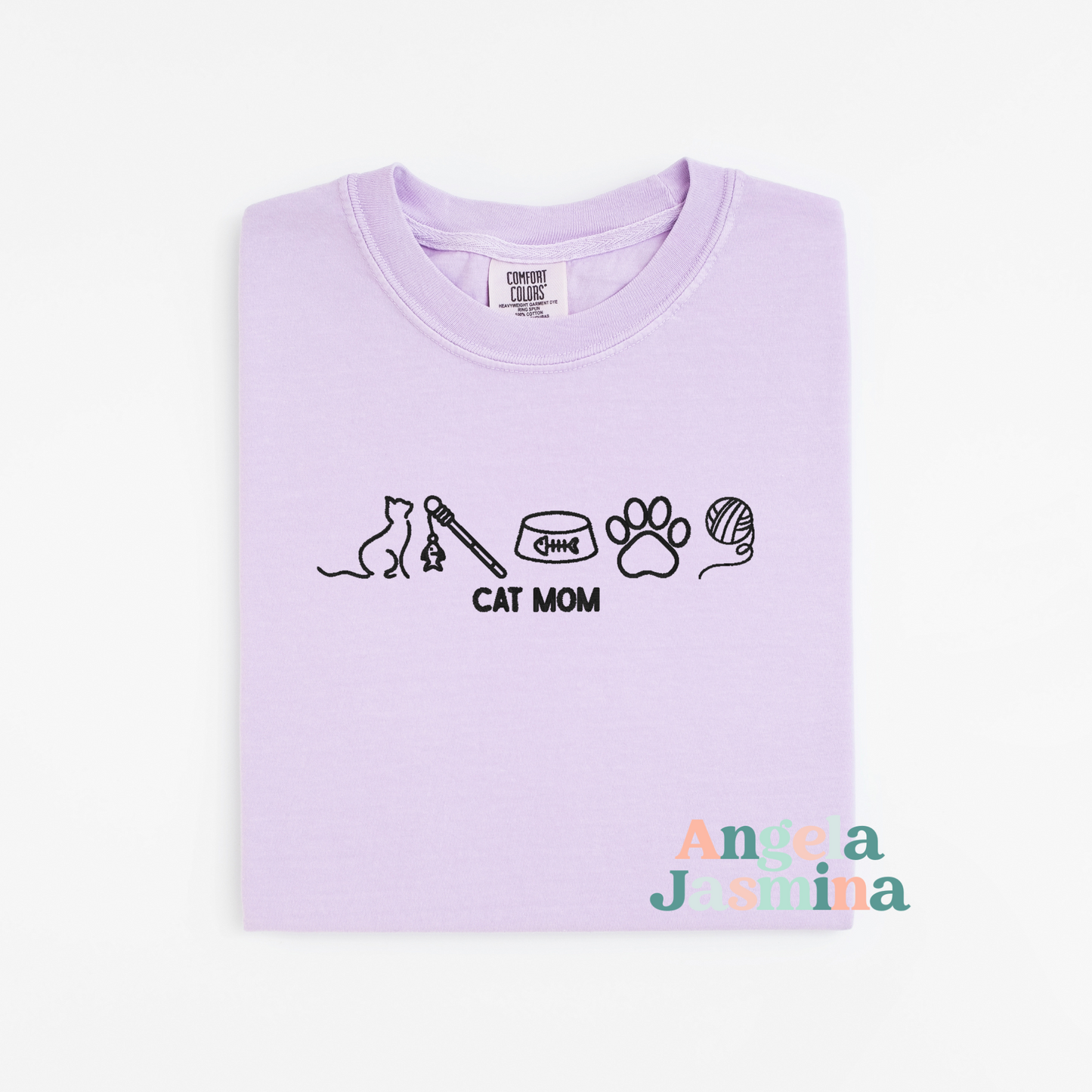Cat Mom Embroidered Comfort Colors Shirt