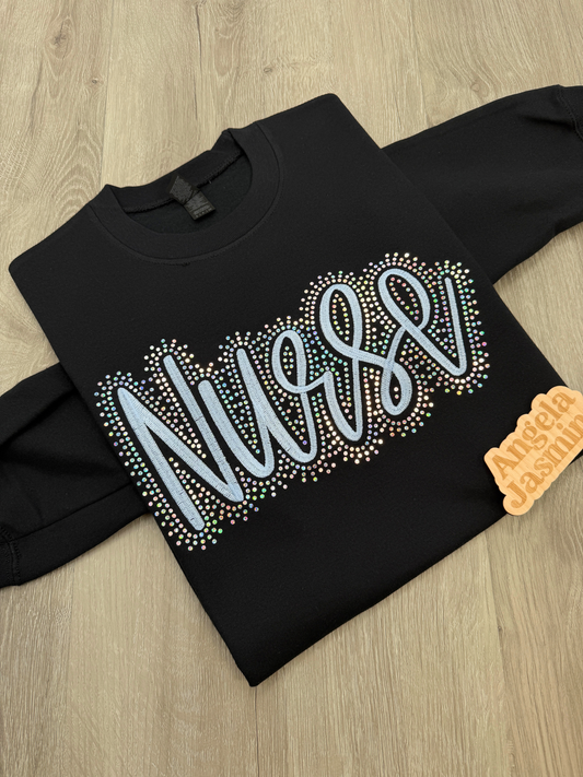 Custom Nurse Embroidered & Bling Sweatshirt