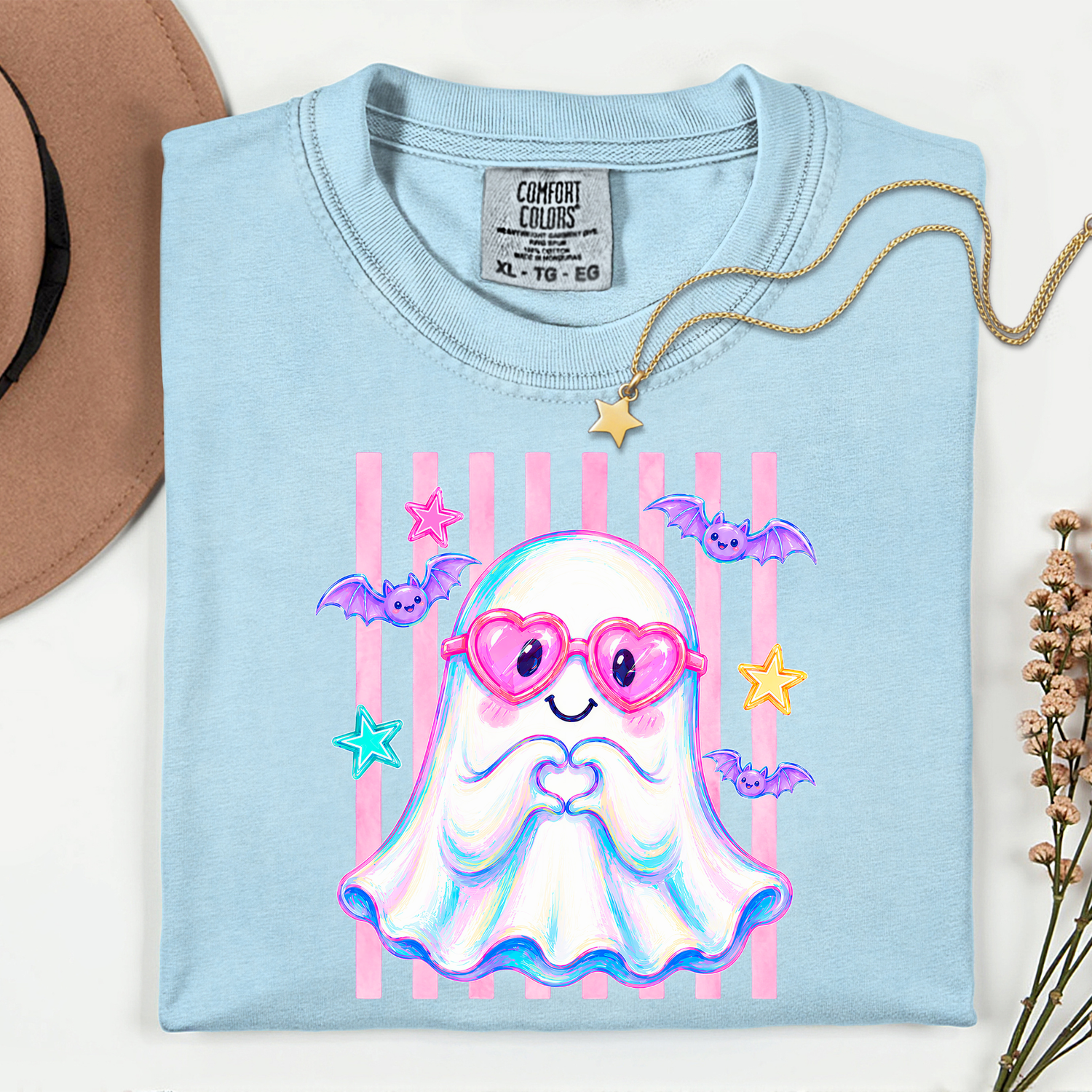 ADULT Cute Ghost Glasses Stripe 11 inch DTF TRANSFER