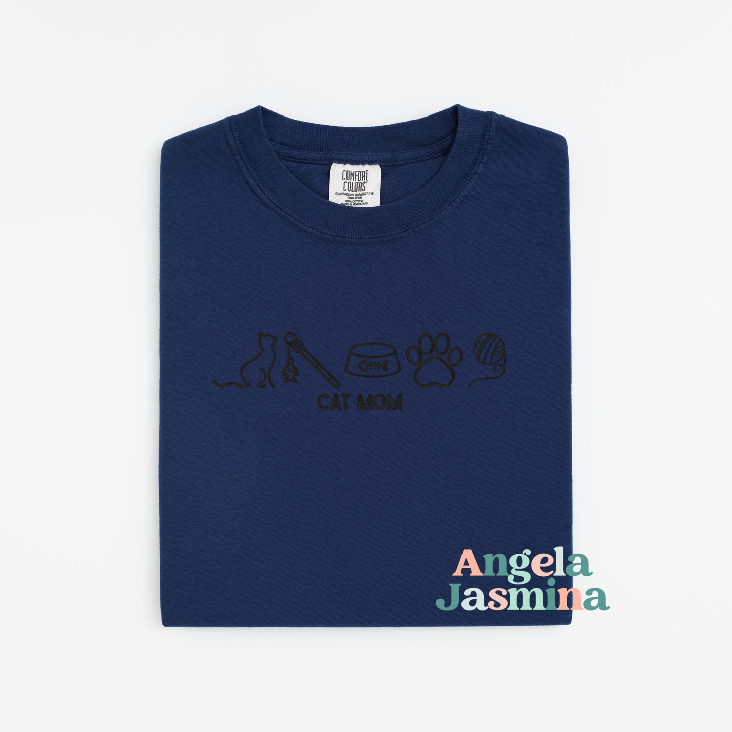 Cat Mom Embroidered Comfort Colors Shirt