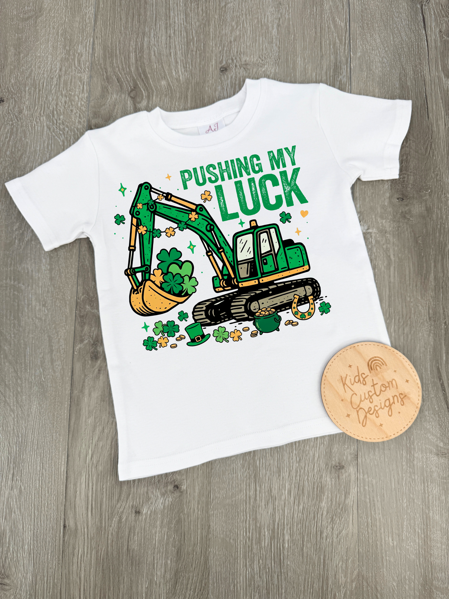 KIDS Pushing My Luck Excavator DTF TRANSFER