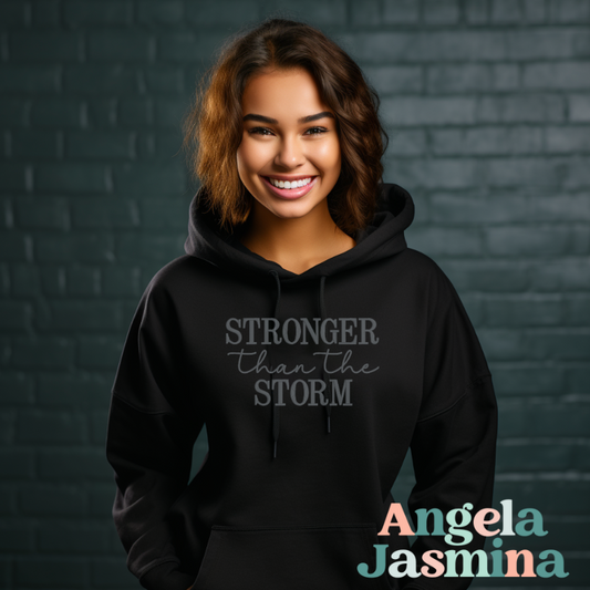 Black Stronger Than The Storm™ Embroidered Hoodies